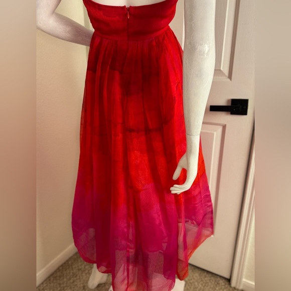 TRACY REESE Red Ombre Cascade Halter Hi/Lo Dress Size 0P layer/volume   A34 - Picture 15 of 17